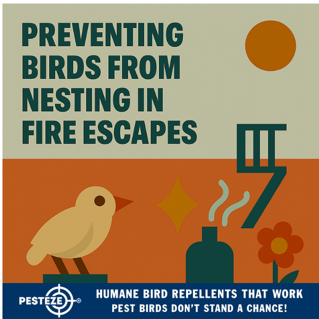 PREVENTING BIRDS FROM NESTING IN FIRE ESCAPES