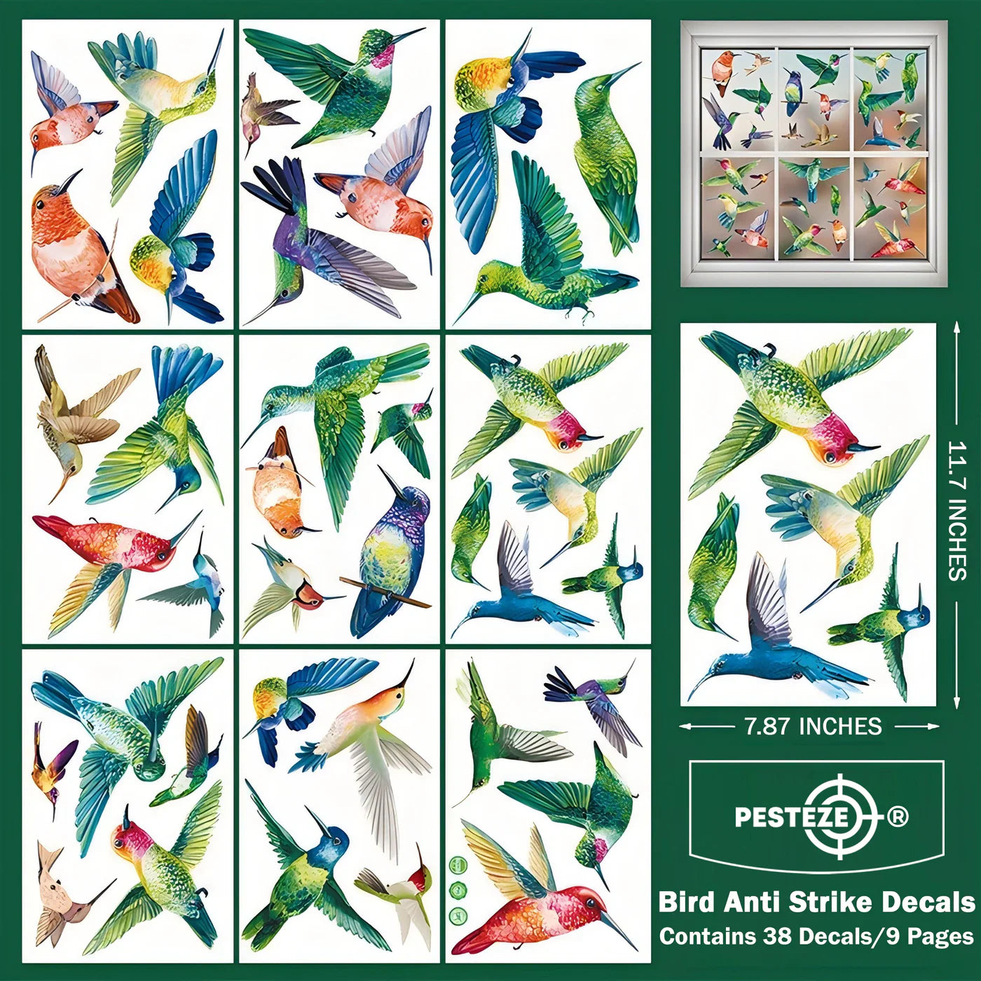 PESTEZE® LAUNCHES COLORFUL HUMMINGBIRD WINDOW DECALS FOR HUMANE BIRD COLLISION PREVENTION