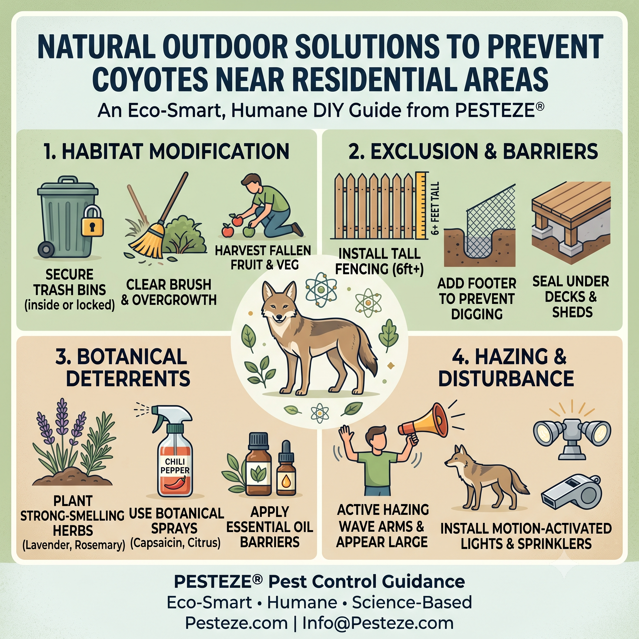 NATURAL OUTDOOR SOLUTIONS TO PREVENT COYOTES NEAR RESIDENTIAL AREAS
