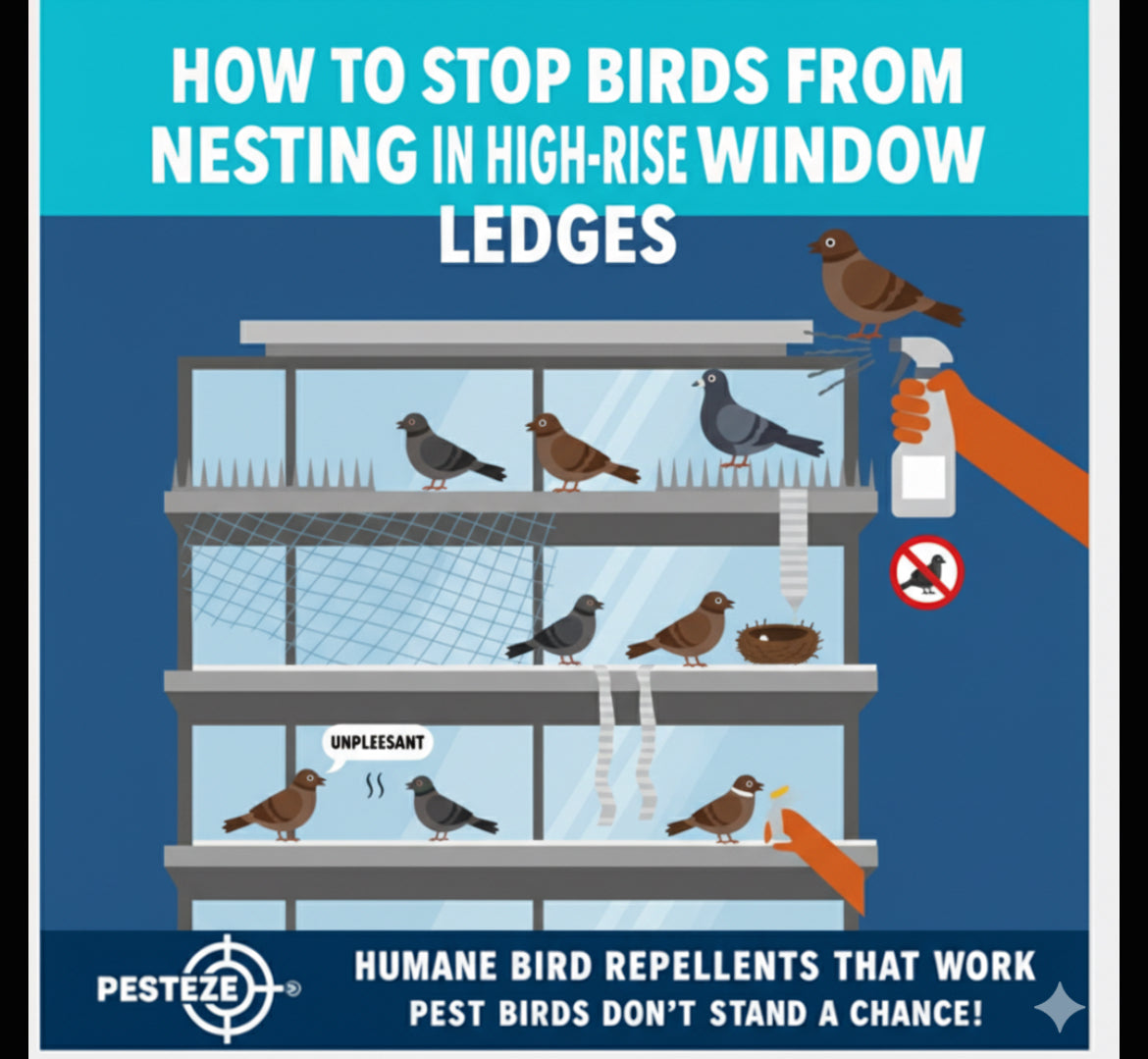 HOW TO STOP BIRDS FROM NESTING IN HIGH-RISE WINDOW LEDGES