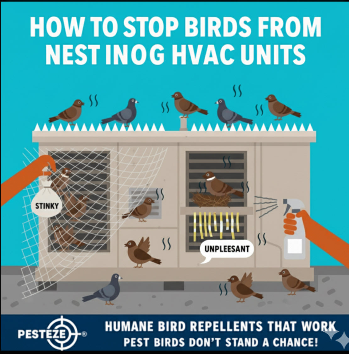 HOW TO STOP BIRDS FROM NESTING IN ROOFTOP HVAC UNITS