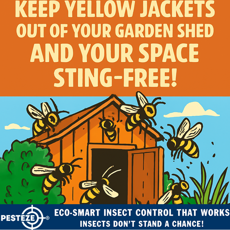 KEEP YELLOW JACKETS OUT OF YOUR GARDEN SHED AND YOUR SPACE STING-FREE!