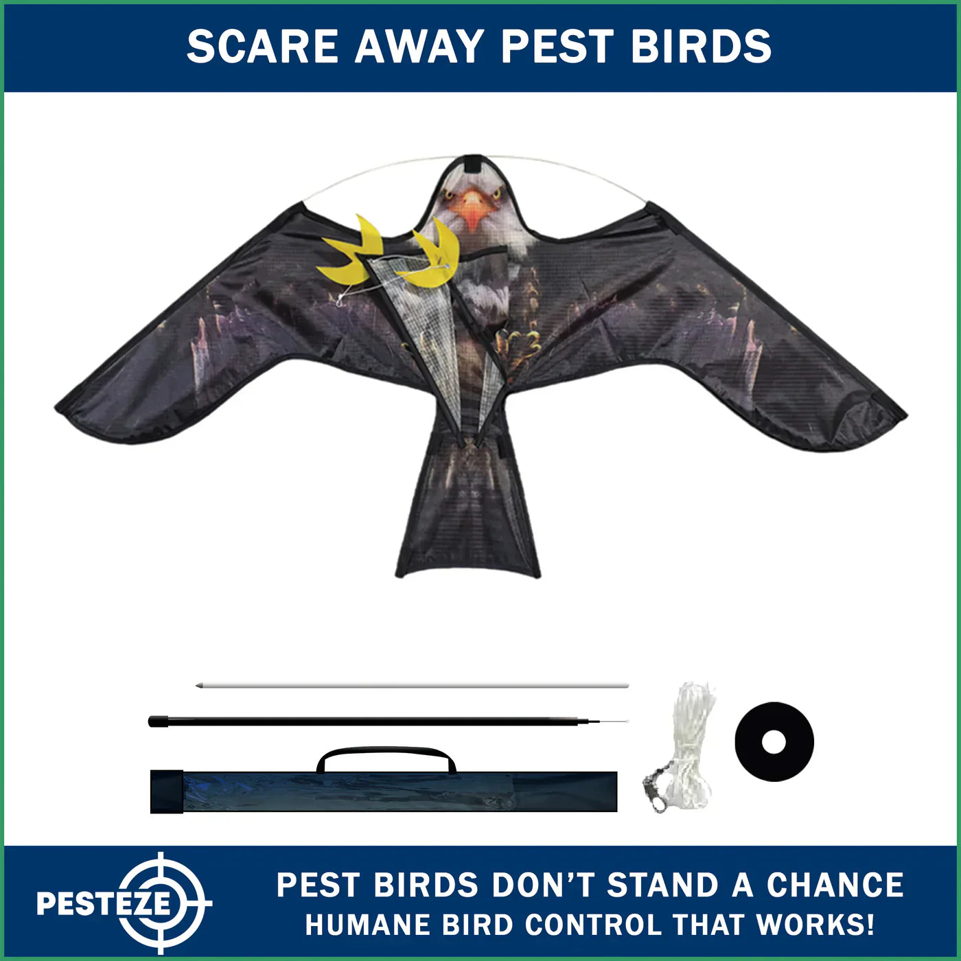 PESTEZE® LAUNCHES FLYING EAGLE KITE DETERRENT FOR HUMANE BIRD CONTROL IN OPEN SPACES