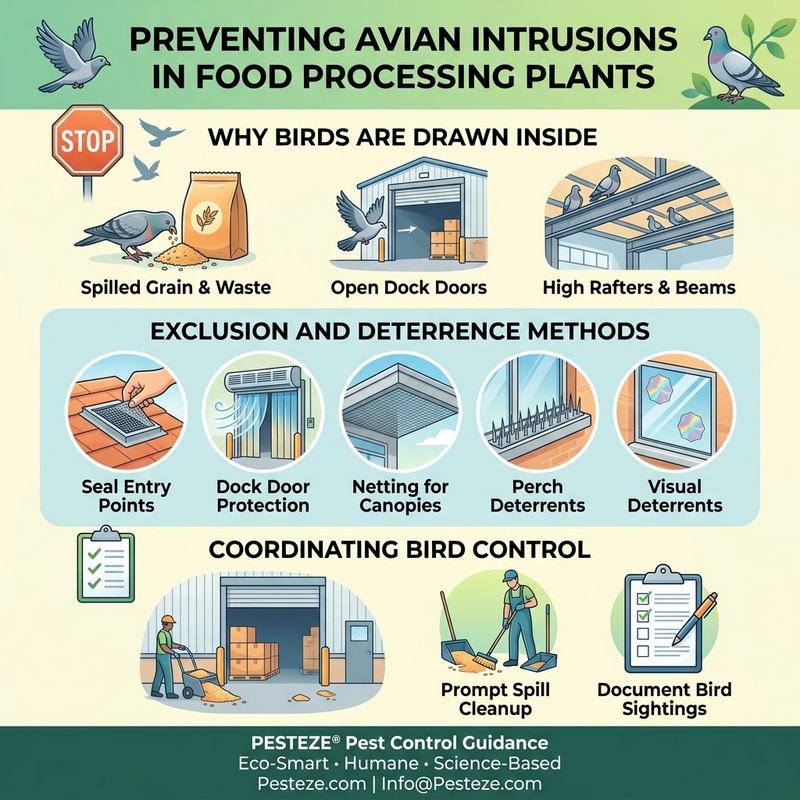 PREVENTING AVIAN INTRUSIONS IN FOOD PROCESSING PLANTS