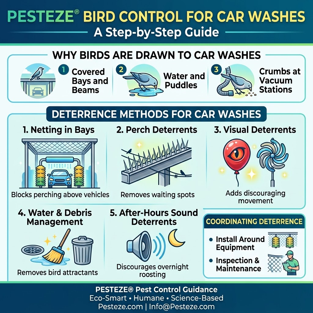 BIRD CONTROL FOR CAR WASHES