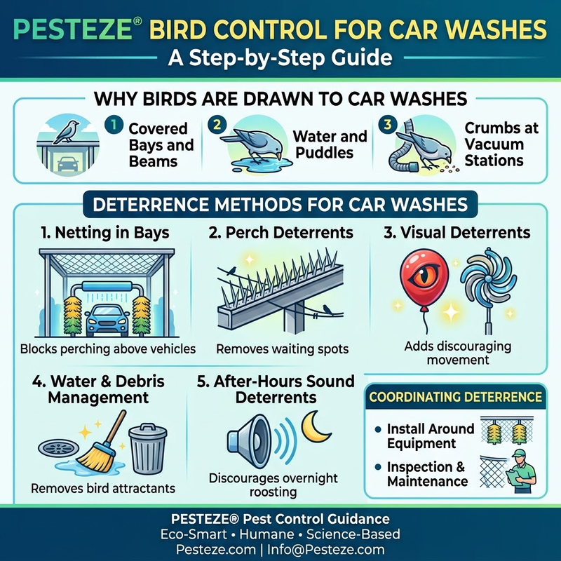 BIRD CONTROL FOR CAR WASHES