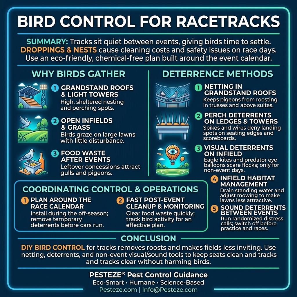 BIRD CONTROL FOR RACETRACKS AND SPEEDWAYS