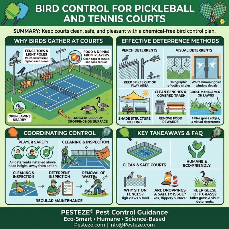 BIRD CONTROL FOR PICKLEBALL AND TENNIS COURTS