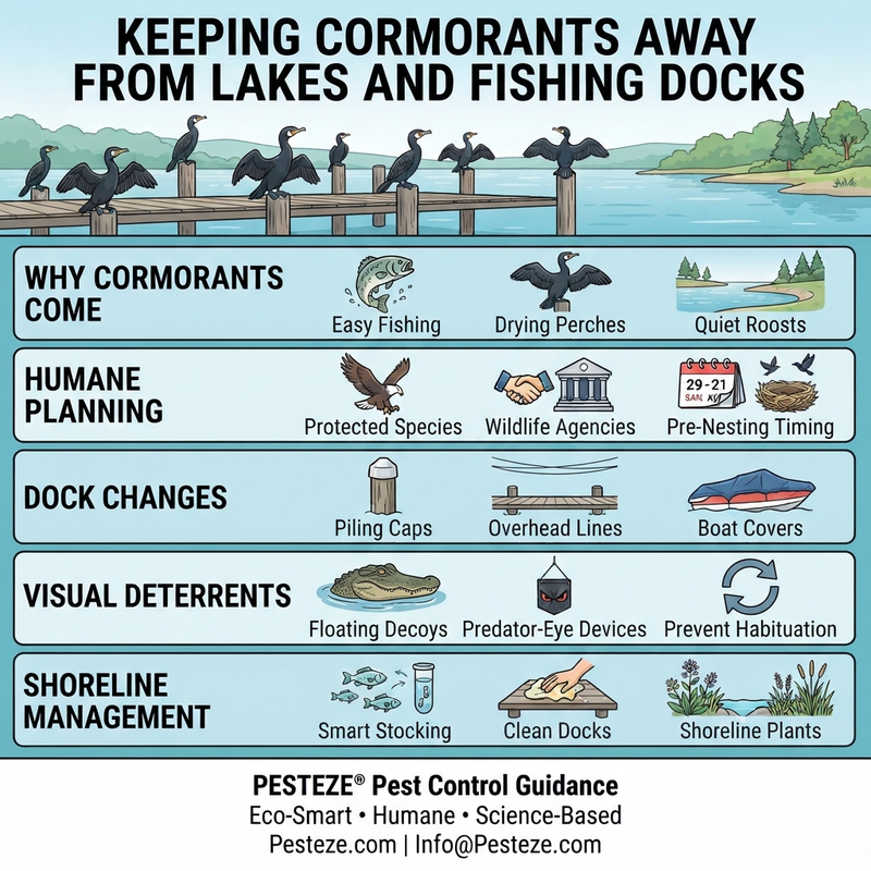 KEEPING CORMORANTS AWAY FROM LAKES AND FISHING DOCKS