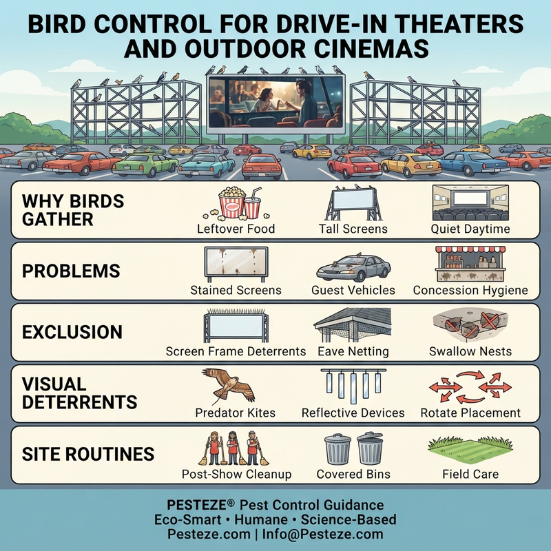 BIRD CONTROL FOR DRIVE-IN THEATERS AND OUTDOOR CINEMAS