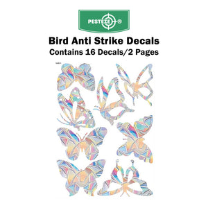 PESTEZE® Rainbow Butterfly Anti Strike Static Cling Decals for Windows to Prevent Wild Bird Collisions [16 Decals/2 Pages] Bird Alert Window Decals Save Birds from Window Strikes & Help them Soar