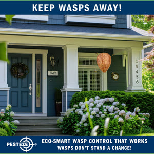 4 Pack PESTEZE® Hanging Wasp Nest Decoy [11.8 x 8.6 Inch] Deters Several  Wasp, Hornet & Yellow Jacket Species without Harsh Chemicals by Simulating Enemy Hives.