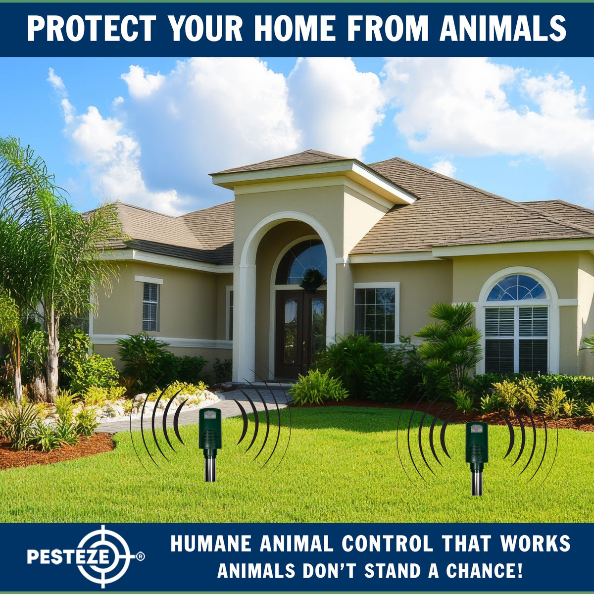 PESTEZE® Battery Bird Sound Repeller. Detects & Deters Pest Birds with Predator Sounds without Harming them to Protect Property. Use to Repel Woodpeckers, Pigeons, Crows, Ducks, Geese & Critters - Pesteze