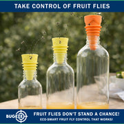 BUGEZE® USA Indoor Fruit Fly Trap for Kitchen – Reusable Bottle Top Gnat Catcher, Natural Fruit Fly Control for Home, Countertop & Pantry Safe [12 Pack -6 Yellow + 6 Orange]