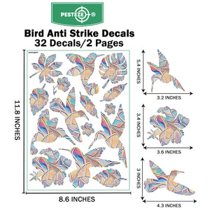 PESTEZE® Rainbow Leaf & Bird Anti Collision Static Cling Decals for Windows to Prevent Wild Bird Strikes [32 Decals/2 Pages] Bird Alert Window Decals Save Birds from Window Collisions & Help them Soar