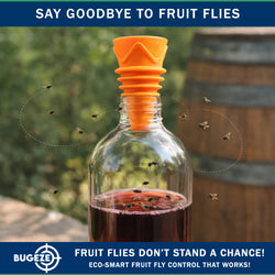 BUGEZE® USA Indoor Fruit Fly Trap for Kitchen – Reusable Bottle Top Gnat Catcher, Natural Fruit Fly Control for Home, Countertop & Pantry Safe [6 Pack -3 Yellow + 3 Orange]