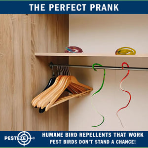 PESTEZE® Variety 27 Inch Realistic Rubber Snakes [5 Pack] Scares Pest Bids like Woodpeckers, Sparrows, Pigeons, Crows, Gulls & Critters without Harming them to Protect Property