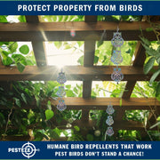 PESTEZE® USA Owl Bird Deterrent Reflective Hanging Repellent Decoy Strips, 3 Pack 5 x 24 in Shiny Holographic Scare Device Keep Birds Away Outdoor Porch Garden Yard Patio Roof Protection