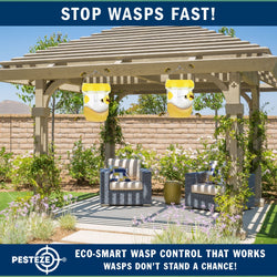 2 Pack PESTEZE® Reusable Solar Hanging Wasp Trap with LED Light [Yellow: 3.5 X 4.4 Inch] Attracts, Catches & Kills Wasp, Hornet, Yellow Jacket & Insect Species 24/7 without Harsh Chemicals. Waterproof