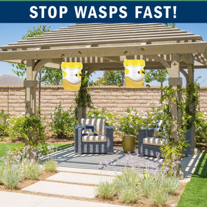 2 Pack PESTEZE® Reusable Solar Hanging Wasp Trap with LED Light [Yellow: 3.5 X 4.4 Inch] Attracts, Catches & Kills Wasp, Hornet, Yellow Jacket & Insect Species 24/7 without Harsh Chemicals. Waterproof