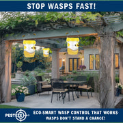 PESTEZE® USA Reusable Solar Hanging Wasp Trap with LED Light [Yellow: 3.5 x 4.4 Inch] Attracts, & Kills Wasp, Hornet, Yellow Jacket & Insect Species 24/7 Without Harsh Chemicals Waterproof Outdoor Trap