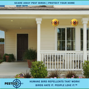 PESTEZE® Large 15" Yellow Bird Scare-Eye Balloon Decoy [1 Pack] Deters Unwanted Pest Birds like Pigeons, Gulls, Geese & Critters from Pools & Yards Without Harming Them To Protect Property