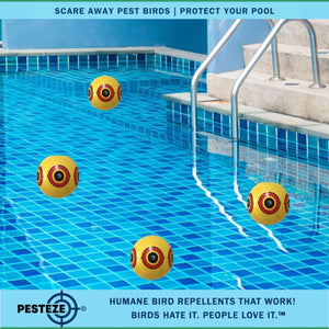 PESTEZE® Large 15" Yellow Bird Scare-Eye Balloon Decoy [1 Pack] Deters Unwanted Pest Birds like Pigeons, Gulls, Geese & Critters from Pools & Yards Without Harming Them To Protect Property