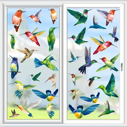 PESTEZE® Colorful Hummingbirds Anti Collision Static Cling Decals for Windows to Prevent Wild Bird Strikes [38 Decals/9 Pages] Bird Alert Window Decals Save Birds from Window Collisions & Help them Soar