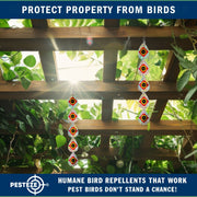 PESTEZE® USA Holographic Bird Deterrent Tape Strips, Reflective Bird Repellent Hanging Ribbon, 5 Pack 3.25 x 30 in, Scare Pigeons Crows Woodpeckers Away from Porch Patio Garden Roof Balcony Yard Decks