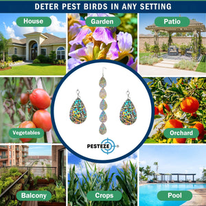 5 Piece PESTEZE® Holographic Shiny Water Droplet Repellents [3.25 x 30 inch] Reflection Scares Pest Birds like Woodpeckers, Sparrows, Pigeons, Crows & Gulls without Harming them to Protect Property