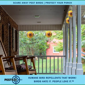 PESTEZE® Large 15" Yellow Bird Scare-Eye Balloon Decoy [1 Pack] Deters Unwanted Pest Birds like Pigeons, Gulls, Geese & Critters from Pools & Yards Without Harming Them To Protect Property