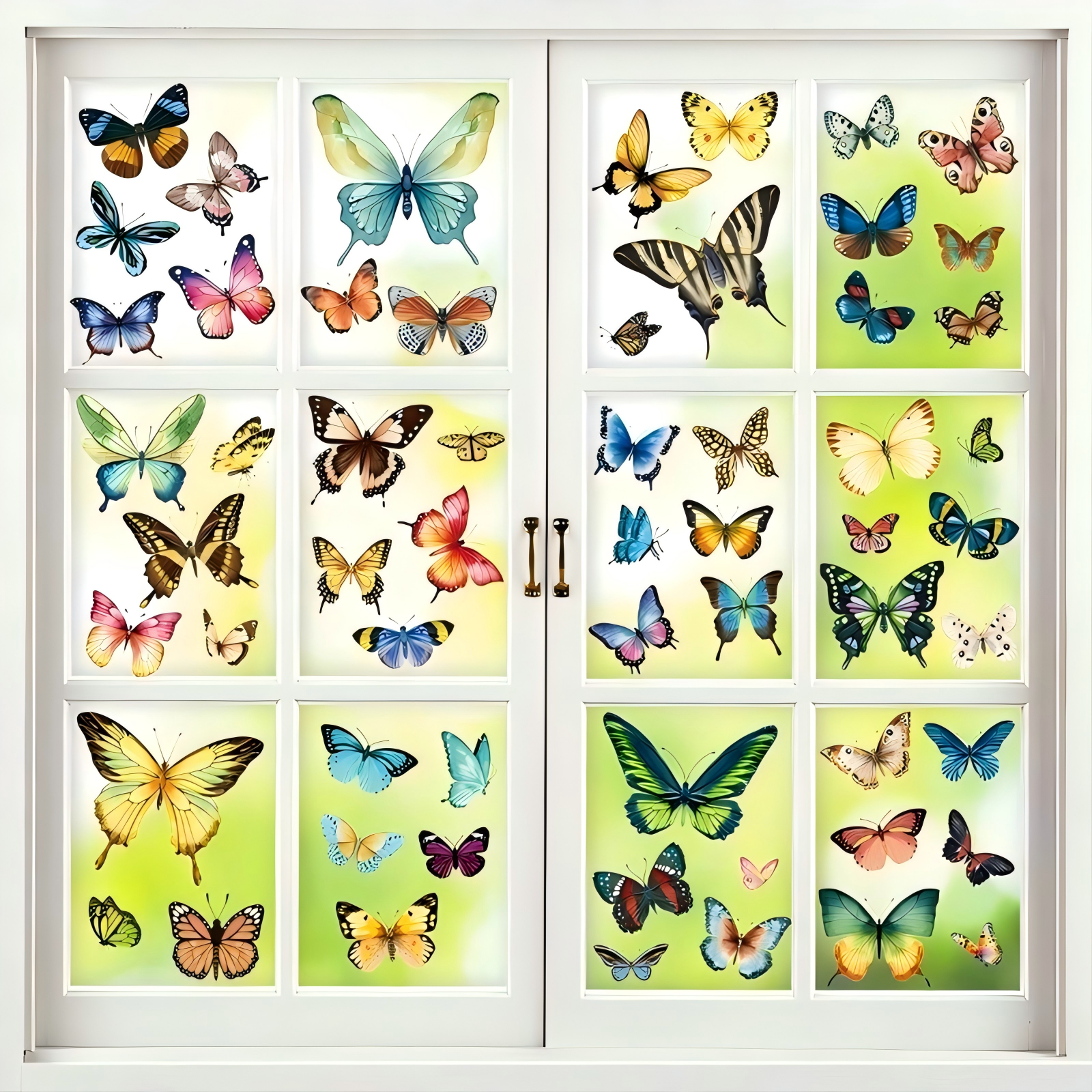 PESTEZE® Colorful Butterflies Anti Strike Static Cling Decals for Windows to Prevent Wild Bird Collisions [58 Decals/9 Pages] Bird Alert Window Decals Save Birds from Window Strikes & Help them Soar