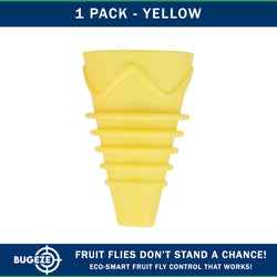 BUGEZE® USA Reusable Fruit Fly Trap for Indoors – Natural Bottle Top Gnat Trap for Kitchen & Home, Durable Indoor Fruit Fly Catcher for Counters, Pantry & Sink Areas [1 Pack Yellow]