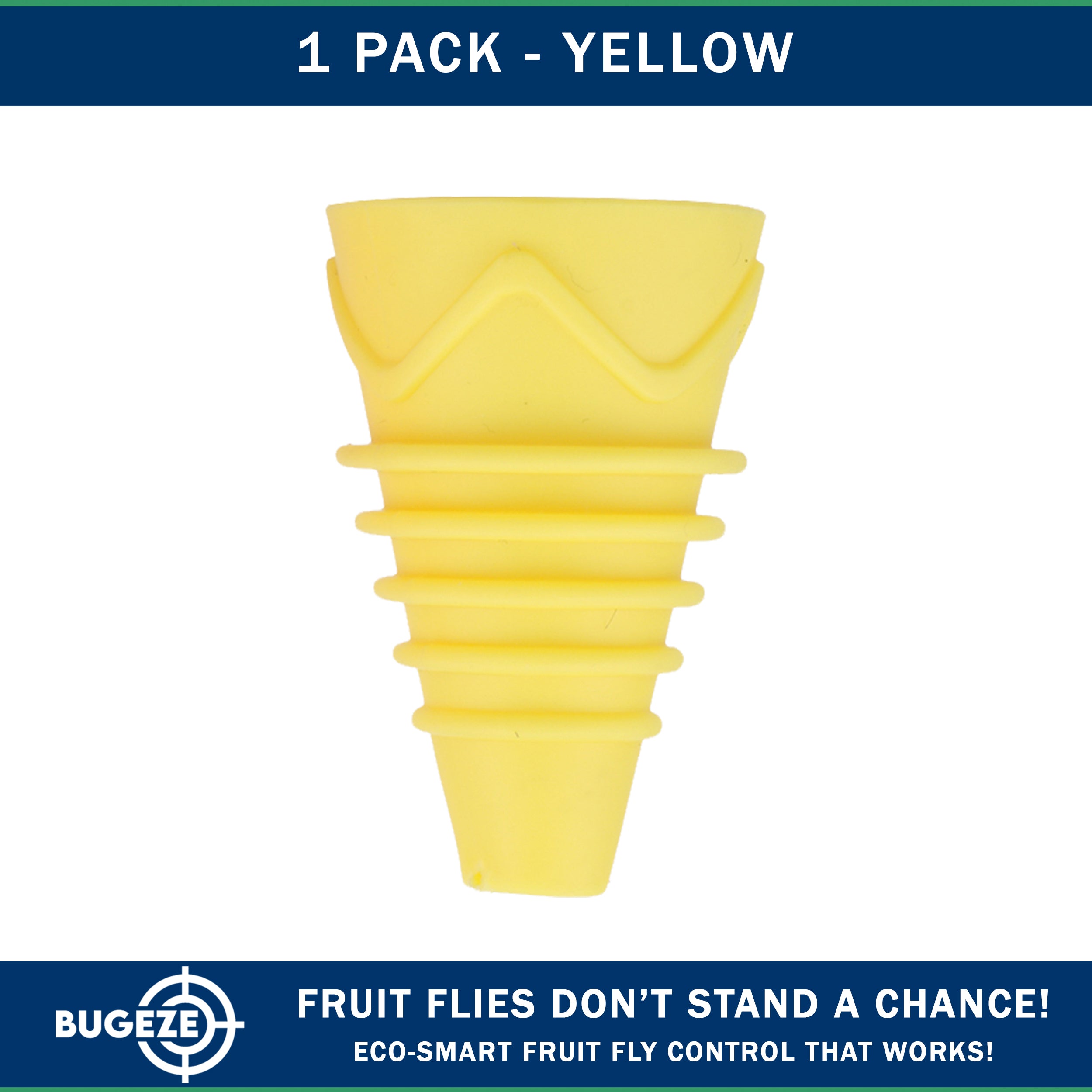 BUGEZE® USA Reusable Fruit Fly Trap for Indoors – Natural Bottle Top Gnat Trap for Kitchen & Home, Durable Indoor Fruit Fly Catcher for Counters, Pantry & Sink Areas [1 Pack Yellow]