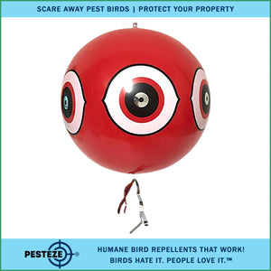 PESTEZE® Large 15" Red Bird Terror-Eye Balloon Deterrent [1 Pack] Scares Unwanted Pest Birds like Pigeons, Gulls, Geese & Critters from Pools & Yards without Harming them to Protect Property