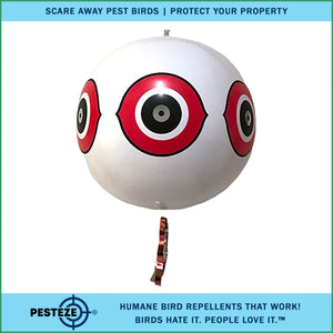 PESTEZE® Large 15" White Bird Scare-Eye Balloon Decoy [1 Pack] Deters Unwanted Pest Birds like Pigeons, Gulls, Geese & Critters from Pools & Yards Without Harming Them To Protect Property