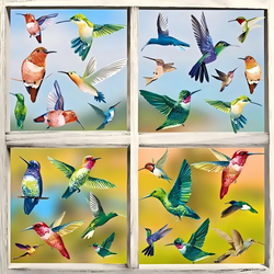 PESTEZE® Colorful Hummingbirds Anti Collision Static Cling Decals for Windows to Prevent Wild Bird Strikes [38 Decals/9 Pages] Bird Alert Window Decals Save Birds from Window Collisions & Help them Soar