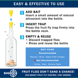 BUGEZE® USA Indoor Fruit Fly Trap for Kitchen – Reusable Bottle Top Gnat Catcher, Natural Fruit Fly Control for Home, Countertop & Pantry Safe [6 Pack -3 Yellow + 3 Orange]