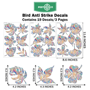 PESTEZE® Rainbow Leaf Medley Anti Strike Static Cling Decals for Windows to Prevent Wild Bird Collisions [19 Decals/3 Pages] Bird Alert Window Decals Save Birds from Window Strikes & Help them Soar