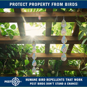 PESTEZE® USA Holographic Bird Deterrent Tape Strips, Reflective Bird Repellent Hanging Ribbon, 5 Pack 3.5 x 30 in, Scare Pigeons Crows Woodpeckers Away from Porch Patio Garden Roof Balcony Yard Decks