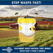 PESTEZE® USA Reusable Solar Hanging Wasp Trap with LED Light [Yellow: 3.5 x 4.4 Inch] Attracts, & Kills Wasp, Hornet, Yellow Jacket & Insect Species 24/7 Without Harsh Chemicals Waterproof Outdoor Trap