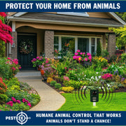 PESTEZE® Solar Ultrasonic Animal Repellent. Detects & Deters Unwanted Animals like Skunk, Deer, Coyote, Fox, Wolf, Rabbitt, Raccoon & Birds. Protect Property & Livestock without Harming Animals or People - Pesteze