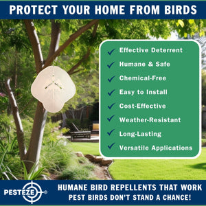 PESTEZE® Large Angel Stainless Steel Highly Reflective Decorative 3D Wind Spinner for Repelling Unwanted Birds & Critters. 11 x15  Inch Premium Shiny, Beautiful & Everlasting Bird Repellent.