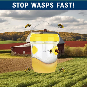 2 Pack PESTEZE® Reusable Solar Hanging Wasp Trap with LED Light [Yellow: 3.5 X 4.4 Inch] Attracts, Catches & Kills Wasp, Hornet, Yellow Jacket & Insect Species 24/7 without Harsh Chemicals. Waterproof