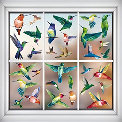PESTEZE® Colorful Hummingbirds Anti Collision Static Cling Decals for Windows to Prevent Wild Bird Strikes [38 Decals/9 Pages] Bird Alert Window Decals Save Birds from Window Collisions & Help them Soar