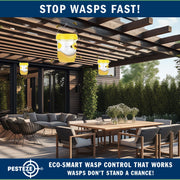 PESTEZE® USA Reusable Solar Hanging Wasp Trap with LED Light [Yellow: 3.5 x 4.4 Inch] Attracts, & Kills Wasp, Hornet, Yellow Jacket & Insect Species 24/7 Without Harsh Chemicals Waterproof Outdoor Trap