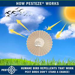 PESTEZE® Tree of Life Stainless Steel Highly Reflective Decorative 3D Wind Spinner for Deterring Unwanted Pest Birds & Critters. 6 x 9 Inch Premium Shiny, Beautiful, Everlasting & Sturdy Bird Control