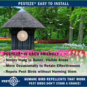 PESTEZE® USA Premium Tree of Life Wind Spinner – 6x9’’ Stainless Steel Reflective 3D Hanging Outdoor Spinner for Bird Deterrent, Garden & Yard Metal Ornament | Durable, Decorative & Humane Pest Control