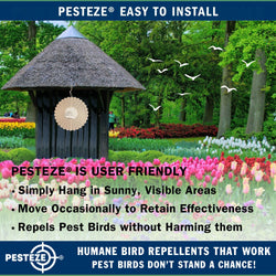 PESTEZE® Tree of Life Stainless Steel Highly Reflective Decorative 3D Wind Spinner for Deterring Unwanted Pest Birds & Critters. 6 x 9 Inch Premium Shiny, Beautiful, Everlasting & Sturdy Bird Control