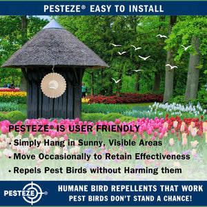 PESTEZE® Tree of Life Stainless Steel Highly Reflective Decorative 3D Wind Spinner for Deterring Unwanted Pest Birds & Critters. 6 x 9 Inch Premium Shiny, Beautiful, Everlasting & Sturdy Bird Control